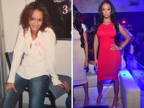 A picture of Erica Mena before and after plastic surgeries.